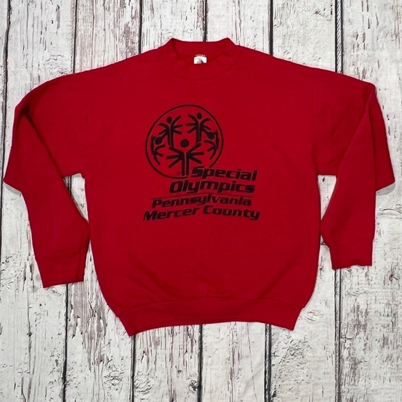 Vintage 80s Special Olympics Pennsylvannia Red 1980s Crewneck Sweatshirt - Picture 1 of 4